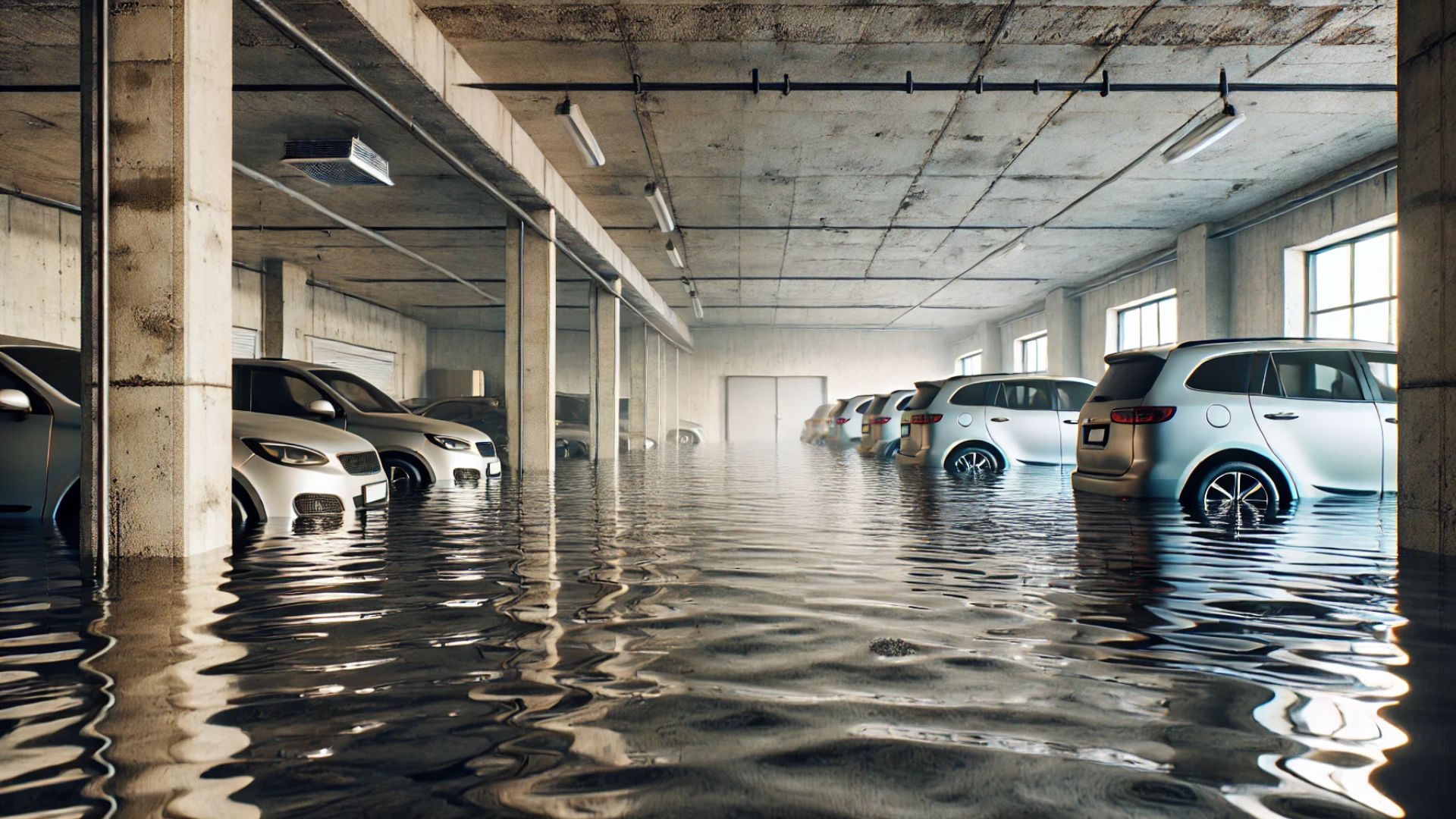 inundación de estacionamiento subterráneo inundación de estacionamiento subterráneo